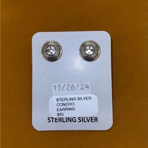 Zuni Sterling Silver Concho Earrings